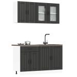 Set dulap de bucătărie 4 piese „Kalmar” lemn negru prelucrat GartenMobel Dekor