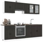 Set dulap de bucătărie 8 piese „Kalmar” lemn negru prelucrat GartenMobel Dekor