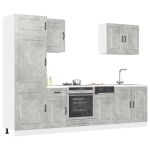 Set dulapuri de bucătărie 7 piese „Kalmar” gri beton Lemn GartenMobel Dekor