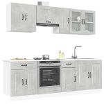 Set dulapuri de bucătărie 8 piese „Kalmar” gri beton Lemn GartenMobel Dekor