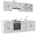 Set dulapuri de bucătărie 8 piese „Kalmar” gri beton Lemn GartenMobel Dekor