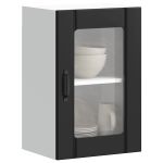 Dulap de bucătărie cu ușă din sticlă „Lucca” negru GartenMobel Dekor