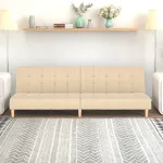 Canapea extensibilă cu 2 locuri, crem, material textil GartenMobel Dekor