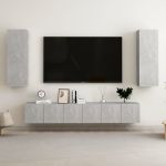 Set dulap TV, 5 piese, gri beton, lemn prelucrat GartenMobel Dekor