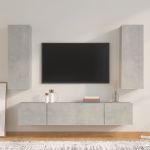 Set dulap TV, 4 piese, gri beton, lemn prelucrat GartenMobel Dekor