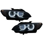 Faruri Xenon Angel Eyes BMW Seria 3 E92 E93 (2006-2010) 3D Negru Performance AutoTuning