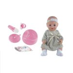 Papusa interactiva, rochita cu fundita, olita, suzeta, scutec, sticluta, face pipi, 45 cm MultiMark GlobalProd
