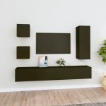 Set dulap TV, 5 piese, negru, lemn prelucrat GartenMobel Dekor