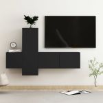 Set dulapuri TV, 3 buc., negru, lemn prelucrat GartenMobel Dekor