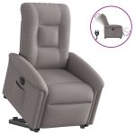 Fotoliu electric rabatabil cu ridicare, gri taupe, textil GartenMobel Dekor