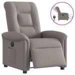 Fotoliu rabatabil electric, gri taupe, material textil GartenMobel Dekor