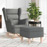 Scaun balansoar cu taburet, gri închis, textil GartenMobel Dekor