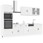 Set dulap de bucătărie 7 piese „Kalmar” alb lucios Lemn GartenMobel Dekor