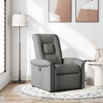 Fotoliu rabatabil, gri închis, material textil GartenMobel Dekor