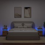 Noptiere 2 buc LED stejar artizanal 35x39x55 cm lemn prelucrat GartenMobel Dekor