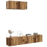 Set dulap TV 3 piese montat pe perete lemn vechi lemn prelucrat GartenMobel Dekor