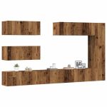 Set dulap TV 7 piese montat pe perete lemn vechi lemn prelucrat GartenMobel Dekor