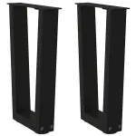 Picioare pentru masă în formă de V 2 buc Negru Oțel GartenMobel Dekor