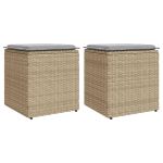 Scaune de grădină cu perne 2 buc Bej 40x40x43 cm Poly Ratan GartenMobel Dekor