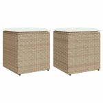 Scaune de grădină cu perne 2 buc Bej 40x40x43 cm Poly Ratan GartenMobel Dekor