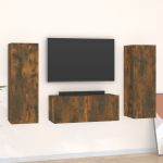 Set dulapuri TV, 3 piese, stejar fumuriu, lemn prelucrat GartenMobel Dekor