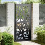 Poarta de gradina neagra 105x205 cm Design cu lumina din otel GartenMobel Dekor