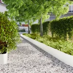 Borduri de gazon 10 buc Alb 25x103 cm Oțel laminat la rece GartenMobel Dekor