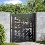 Poartă de grădină neagră 105x105 cm Design în cruce de oțel GartenMobel Dekor