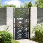 Poarta de gradina neagra 105x180 cm Design cruce de otel GartenMobel Dekor