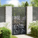 Poarta de gradina neagra 105x180 cm Design cu urme din otel GartenMobel Dekor