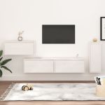 Comode TV, 4 buc., alb, lemn masiv de pin GartenMobel Dekor