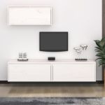 Comode TV, alb, 3 buc., lemn masiv de pin GartenMobel Dekor