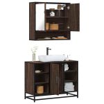 Set mobilier de baie, 2 piese, stejar maro, lemn prelucrat GartenMobel Dekor