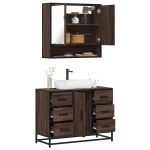 Set mobilier de baie, 2 piese, stejar maro, lemn prelucrat GartenMobel Dekor