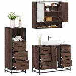 Set mobilier de baie, 3 piese, stejar maro, lemn prelucrat GartenMobel Dekor