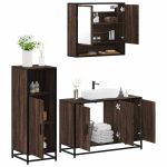 Set mobilier de baie, 3 piese, stejar maro, lemn prelucrat GartenMobel Dekor