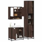Set mobilier de baie, 3 piese, stejar maro, lemn prelucrat GartenMobel Dekor