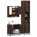 Set mobilier de baie, 3 piese, stejar maro, lemn prelucrat GartenMobel Dekor