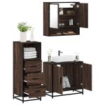 Set mobilier de baie, 3 piese, stejar maro, lemn prelucrat GartenMobel Dekor
