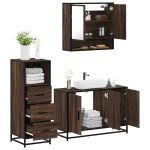 Set mobilier de baie, 3 piese, stejar maro, lemn prelucrat GartenMobel Dekor