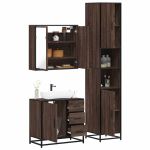Set mobilier de baie, 3 piese, stejar maro, lemn prelucrat GartenMobel Dekor