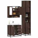 Set mobilier de baie, 3 piese, stejar maro, lemn prelucrat GartenMobel Dekor
