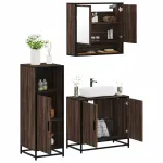 Set mobilier de baie, 3 piese, stejar maro, lemn prelucrat GartenMobel Dekor