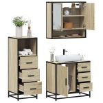 Set mobilier de baie, 3 piese, stejar sonoma, lemn prelucrat GartenMobel Dekor