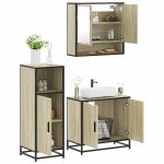 Set mobilier de baie, 3 piese, stejar sonoma, lemn prelucrat GartenMobel Dekor