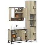 Set mobilier de baie, 3 piese, stejar sonoma, lemn prelucrat GartenMobel Dekor