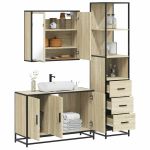 Set mobilier de baie, 3 piese, stejar sonoma, lemn prelucrat GartenMobel Dekor