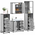 Set de mobilier de baie 4 piese Lemn stratificat gri Sonoma GartenMobel Dekor