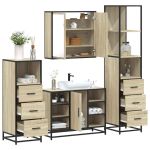 Set de mobilier de baie din 4 piese din lemn de stejar Sonoma GartenMobel Dekor