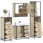Set de mobilier de baie din 4 piese din lemn de stejar Sonoma GartenMobel Dekor
